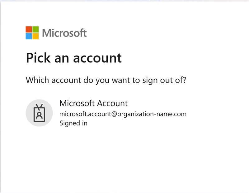 Microsoft Account Selection