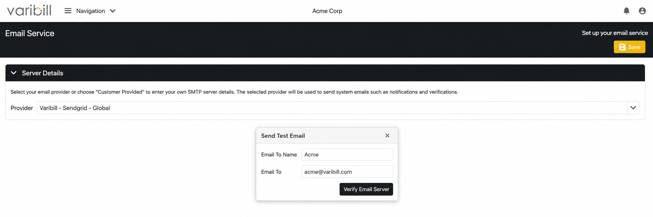 Send Test Email window