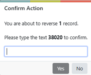 Unique Code Confirmation Box