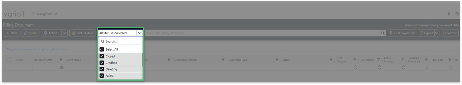 Date Range Selection Status Window