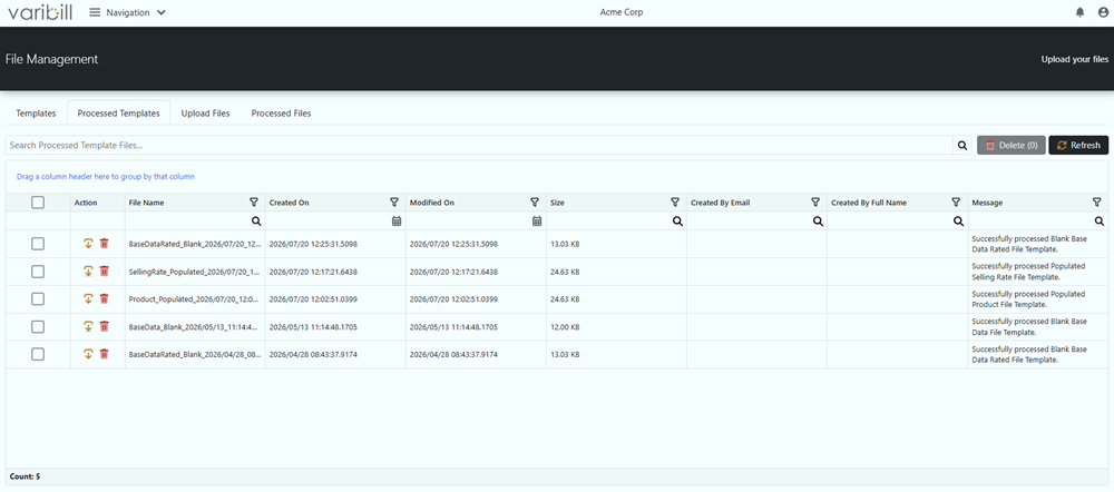 Generated templates available for download