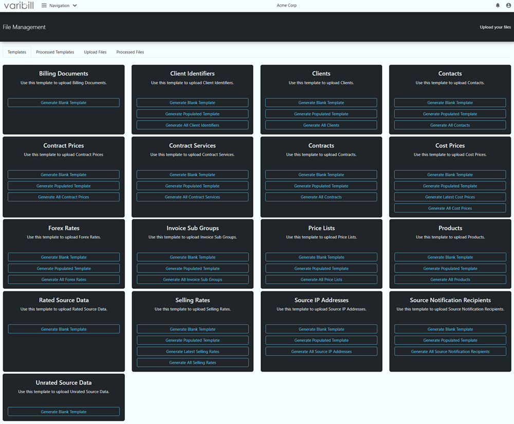 Available File Management templates