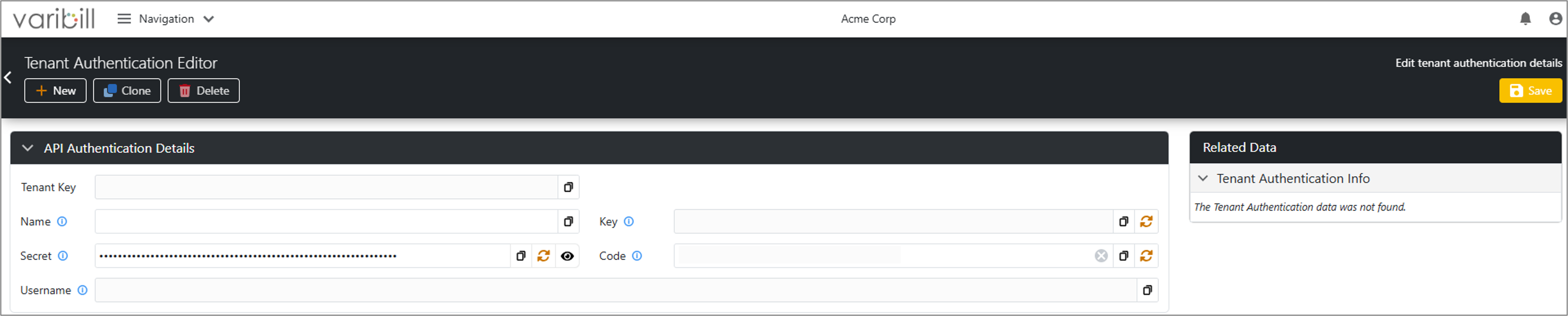 Tenant Authentication Editor