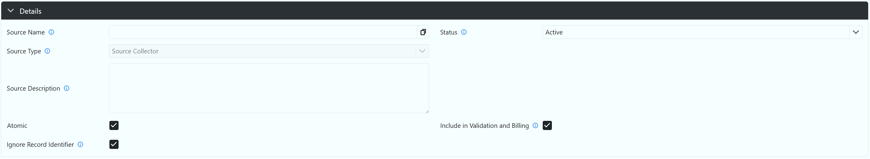 Source Collector Details Window Example