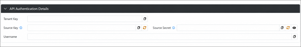 API Authentication Details Window